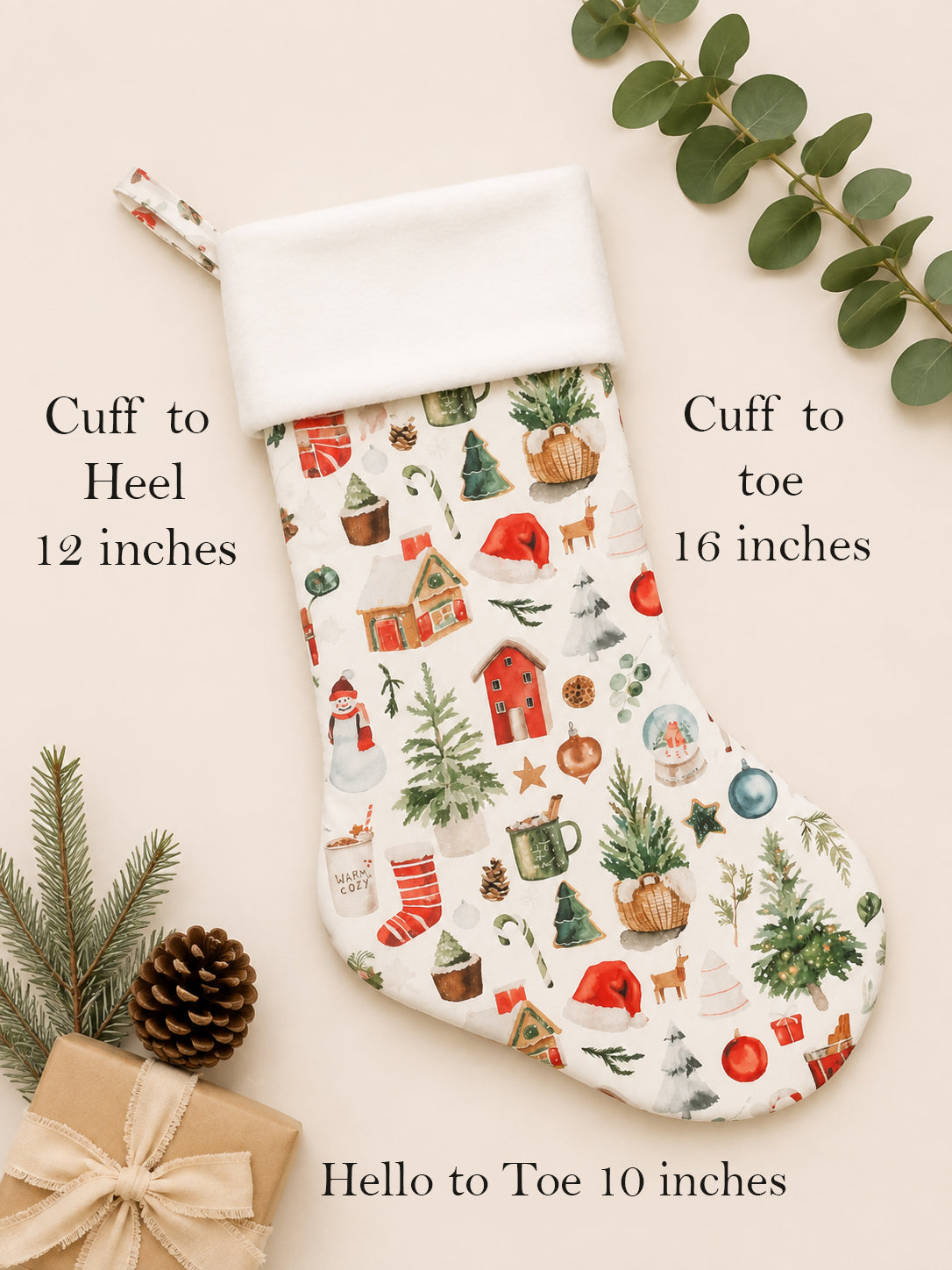 Winter Cottage Christmas Stocking – Handmade Holiday Stocking