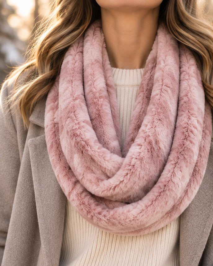 Rosewater Minky Infinity Scarf – Soft Handmade Scarf for Fall & Winter