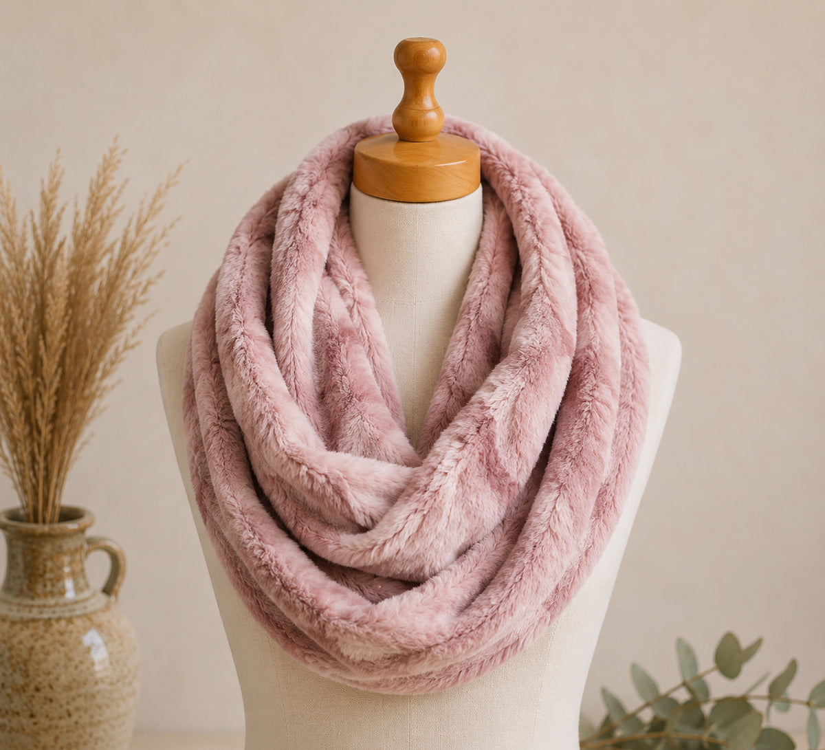 Rosewater Minky Infinity Scarf – Soft Handmade Scarf for Fall & Winter