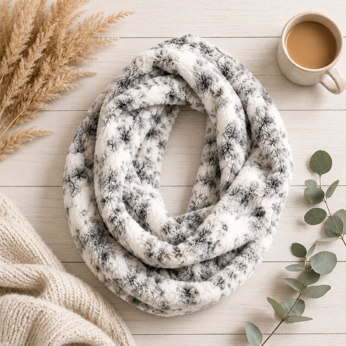 Snowy Owl Minky Infinity Scarf – Soft Handmade Scarf for Fall & Winter