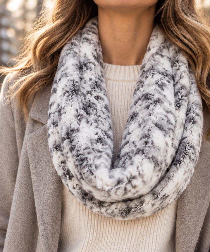 Snowy Owl Minky Infinity Scarf – Soft Handmade Scarf for Fall & Winter