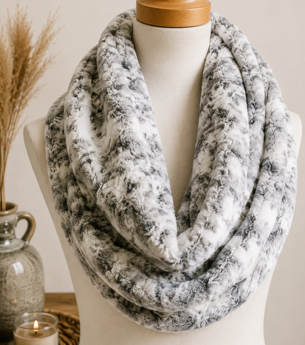 Snowy Owl Minky Infinity Scarf – Soft Handmade Scarf for Fall & Winter
