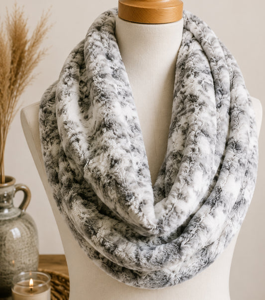 Snowy Owl Minky Infinity Scarf – Soft Handmade Scarf for Fall & Winter
