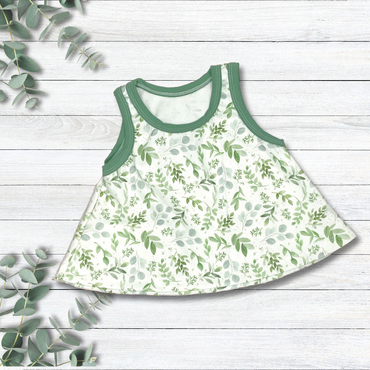 Swirl Tank Top and Slim Flared Leggings Set for  , Organic Cotton Swing Tank & Leggings, Size 18-24 Months, Ready to Ship