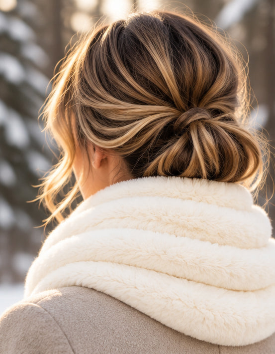 Ivory Minky Infinity Scarf – Soft Handmade Scarf for Fall & Winter